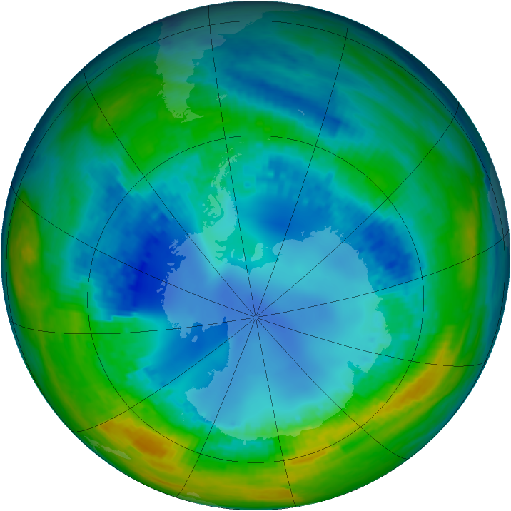 Antarctic ozone map for 14 August 2004